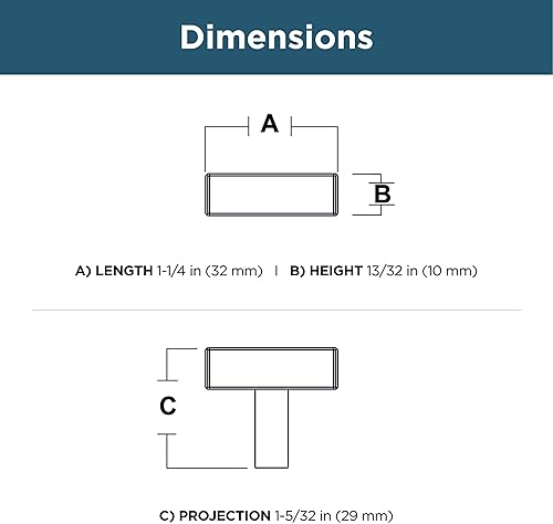 Miniatura 6 de Franklin Brass Barra cuadrada simple (paquete de 10) pomos de gabinete negro mate para cocina, tiradores de cajones, aparadores, puerta de armario