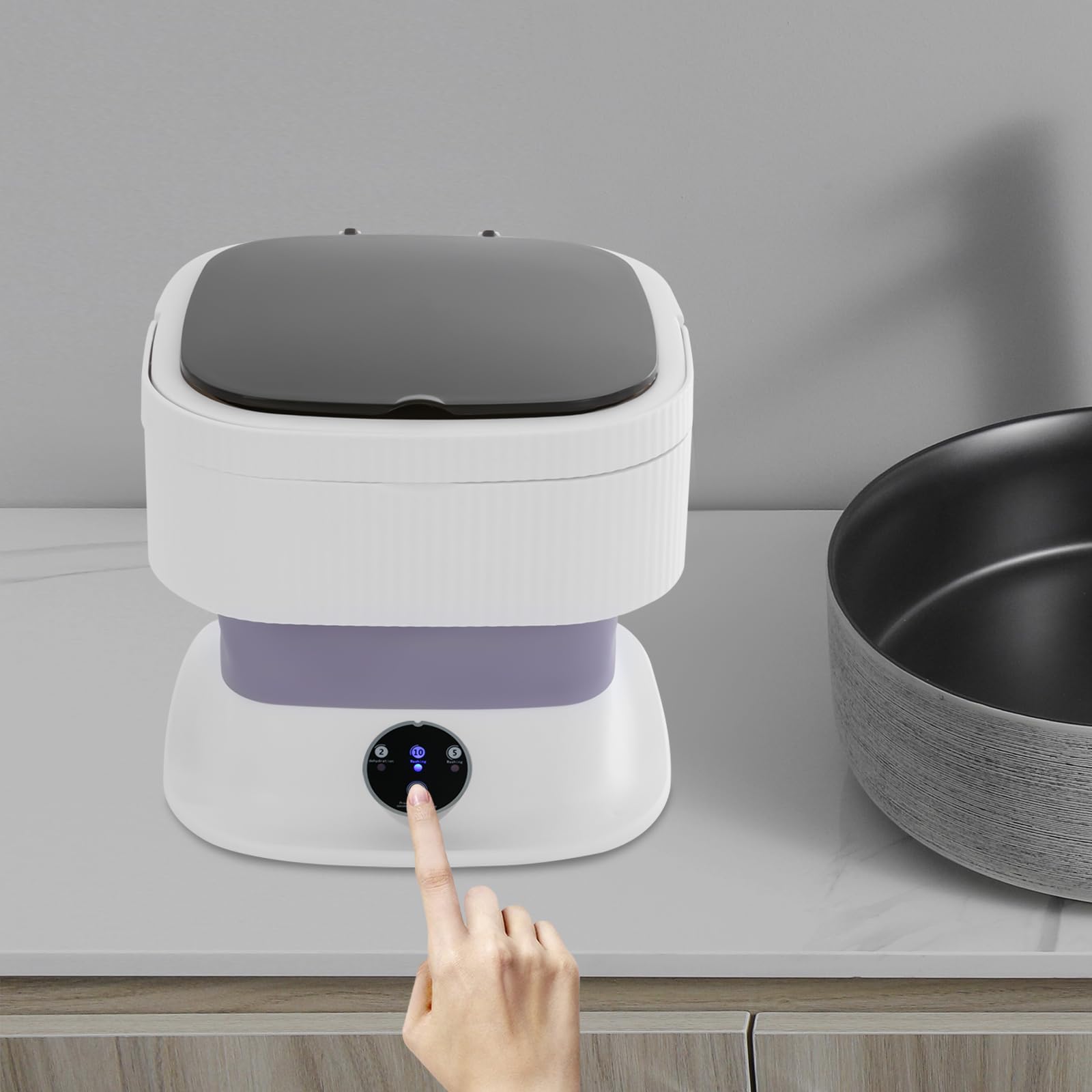 Mini Waschmaschine tragbar 10L, Faltbare Waschmaschine mit 3 Modi, für Unterwäsche Socken Babykleidung, Halbautomatisch