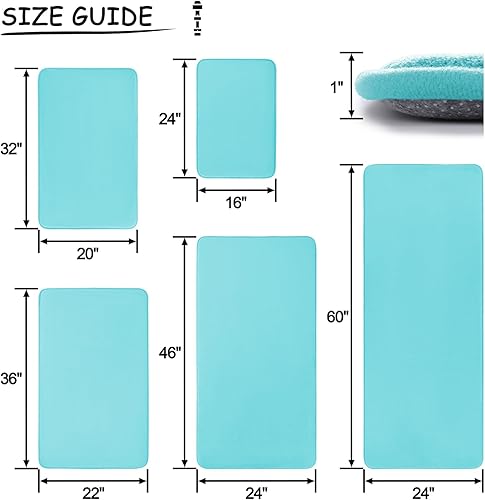 Miniatura 2 de YIHOUSE Tapete de baño de espuma viscoelástica extra grueso, 20 x 32 pulgadas, color verde azulado, ultra suave, antideslizante, súper absorbente,