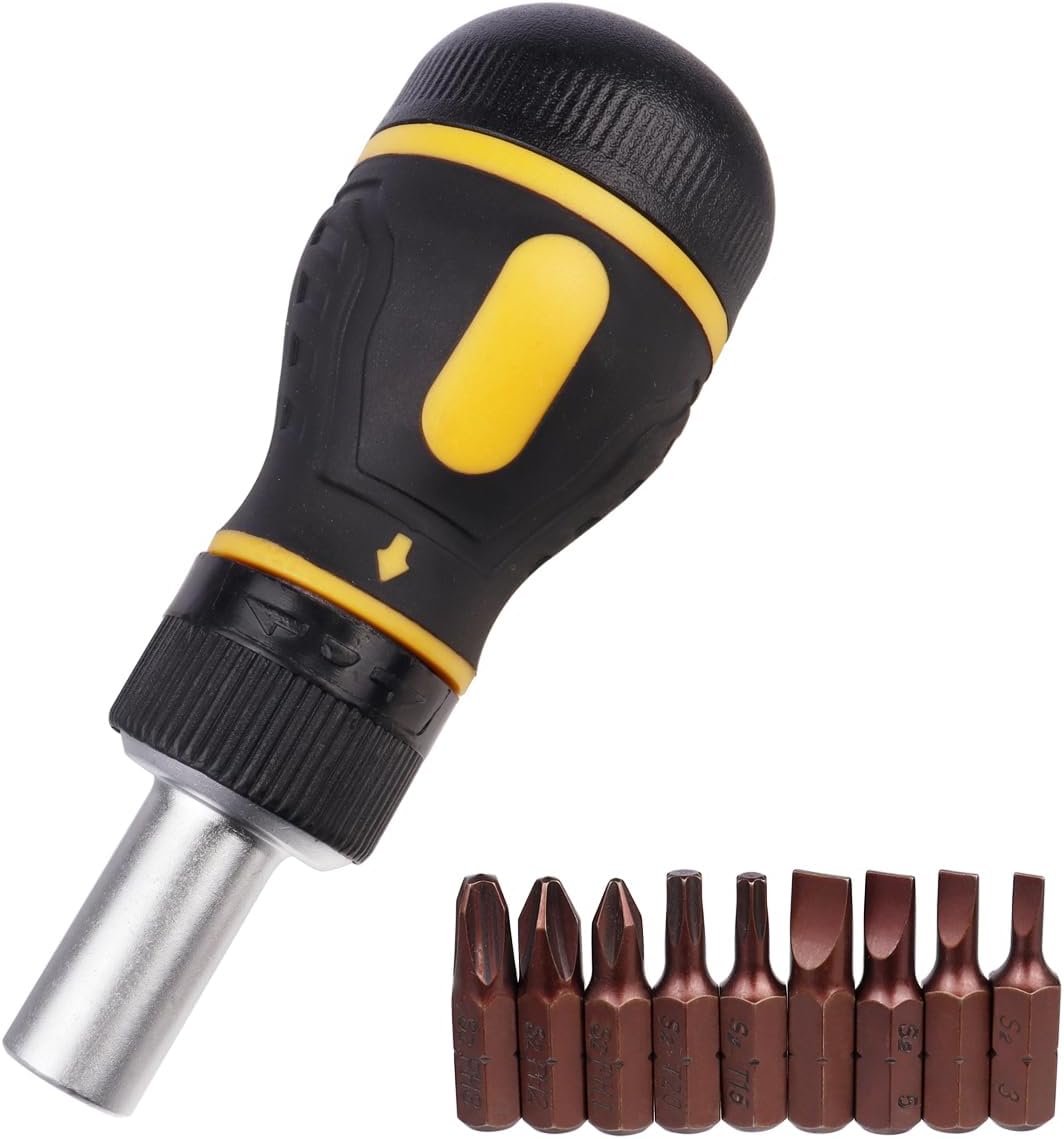 Wolfride 9 In 1 Ratcheting Screwdriver, Multi Ratchet Stubby Screwdrivers Repair Tool Magnetic Mini Screwdriver Set