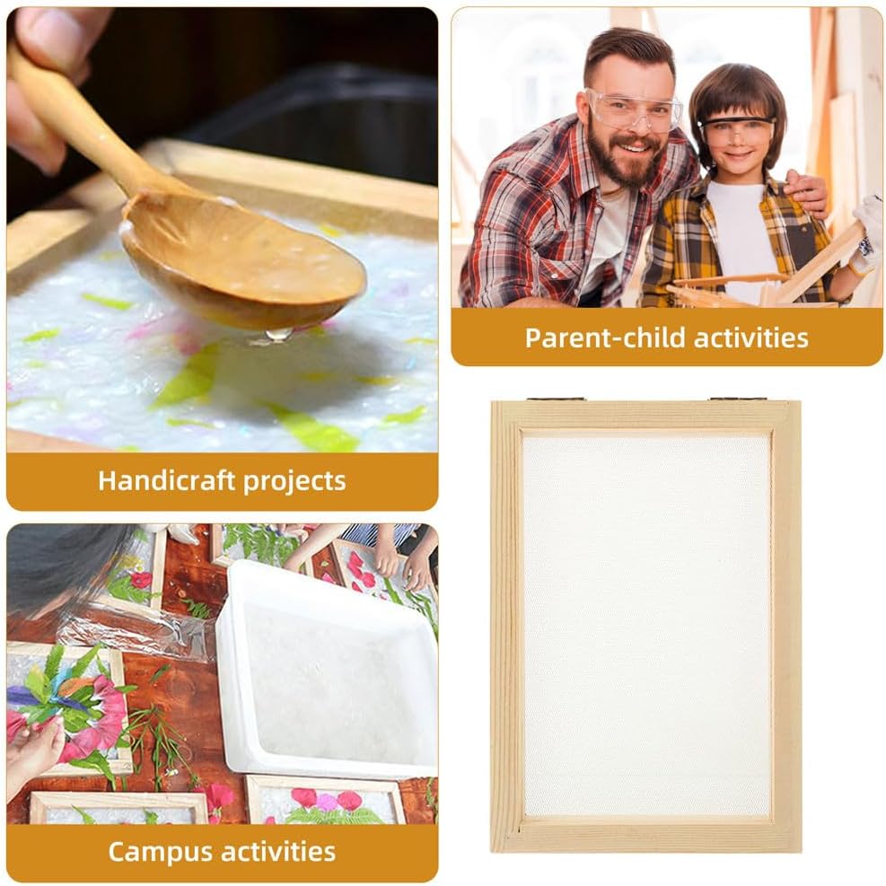 Gatuida 8pcs Paper Making Screen Kit, Wooden Paper Making Frame, Papermaking Mould and Deckle with Mesh for DIY Craft and Art Project