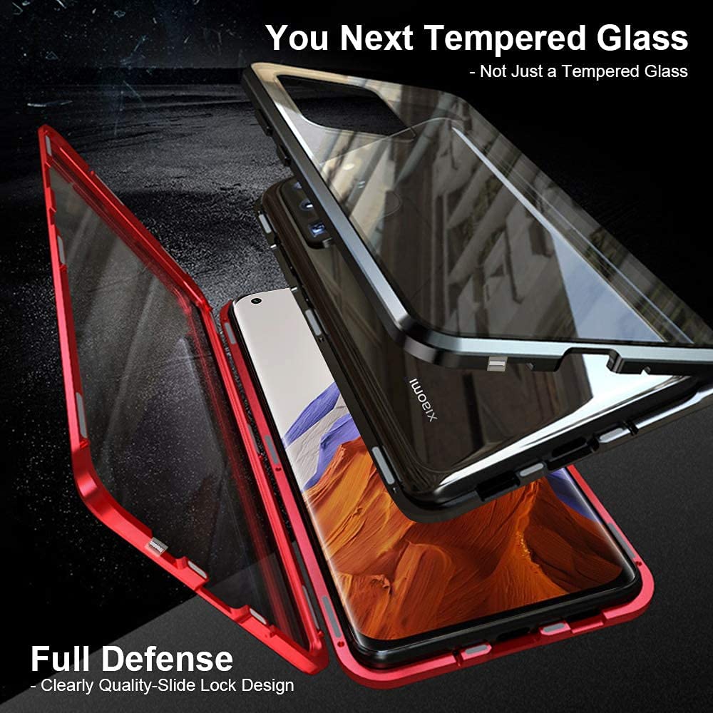 SIMao Custodia per Xiaomi Mi 11 5G Cover 360 Gradi Full Body Custodia Protettiva Antiurto Flip Case Trasparente Vetro Temperato Custodia Metal Bumper Adsorbimento Magnetica Copertura Case,Porpora