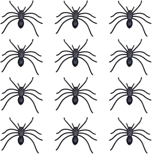 WIFUN 30 Pcs Black Plastic Spiders, Plastic Realistic Spiders Fake Spiders Scary Spiders Toy Spider for Halloween Party Decorations