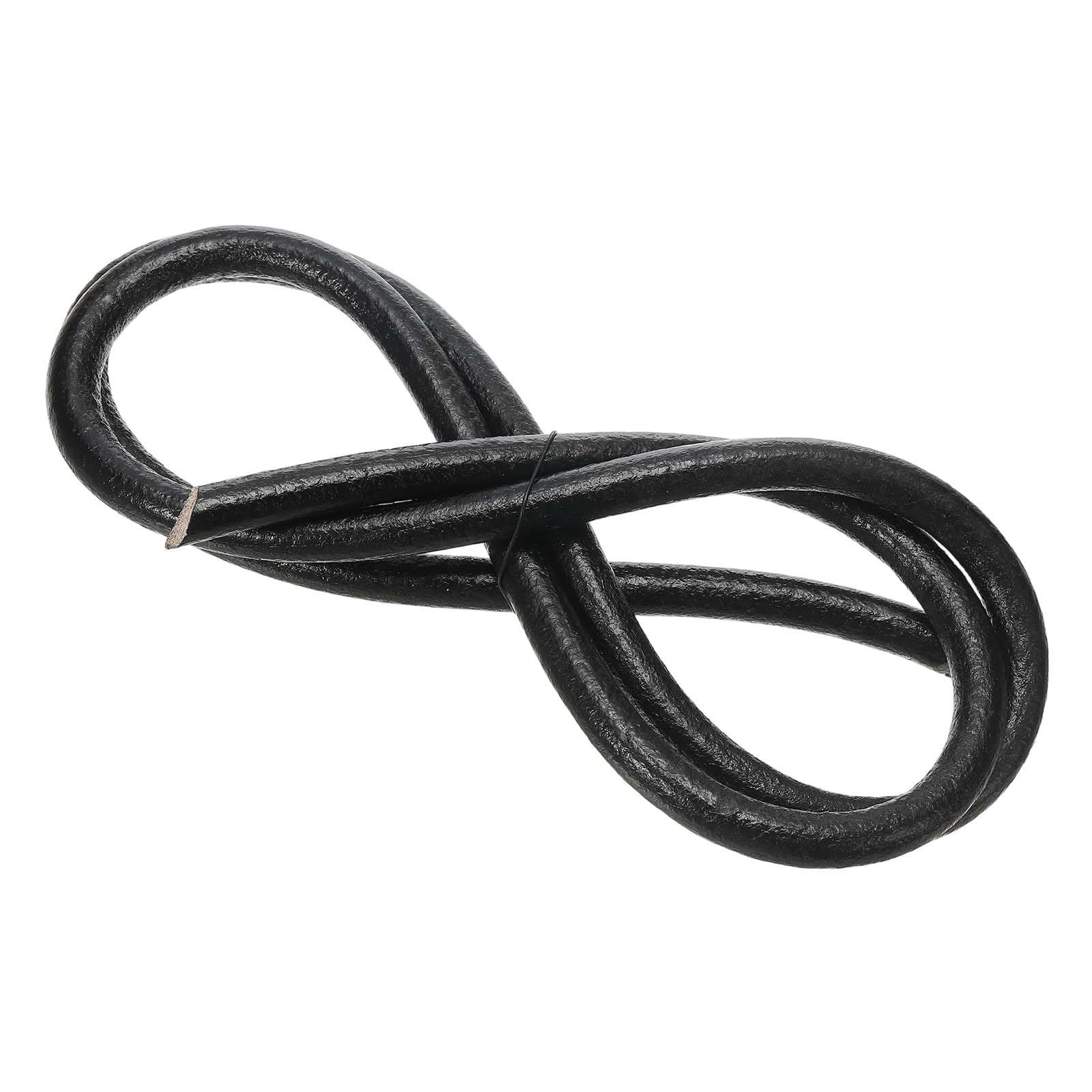 PATIKIL Round Braided Leather Cord, 10mm Round Braided Leather Cord Rope Folded for Crafts Jewelry Making Necklace Bracelets, Black(1 Yards)