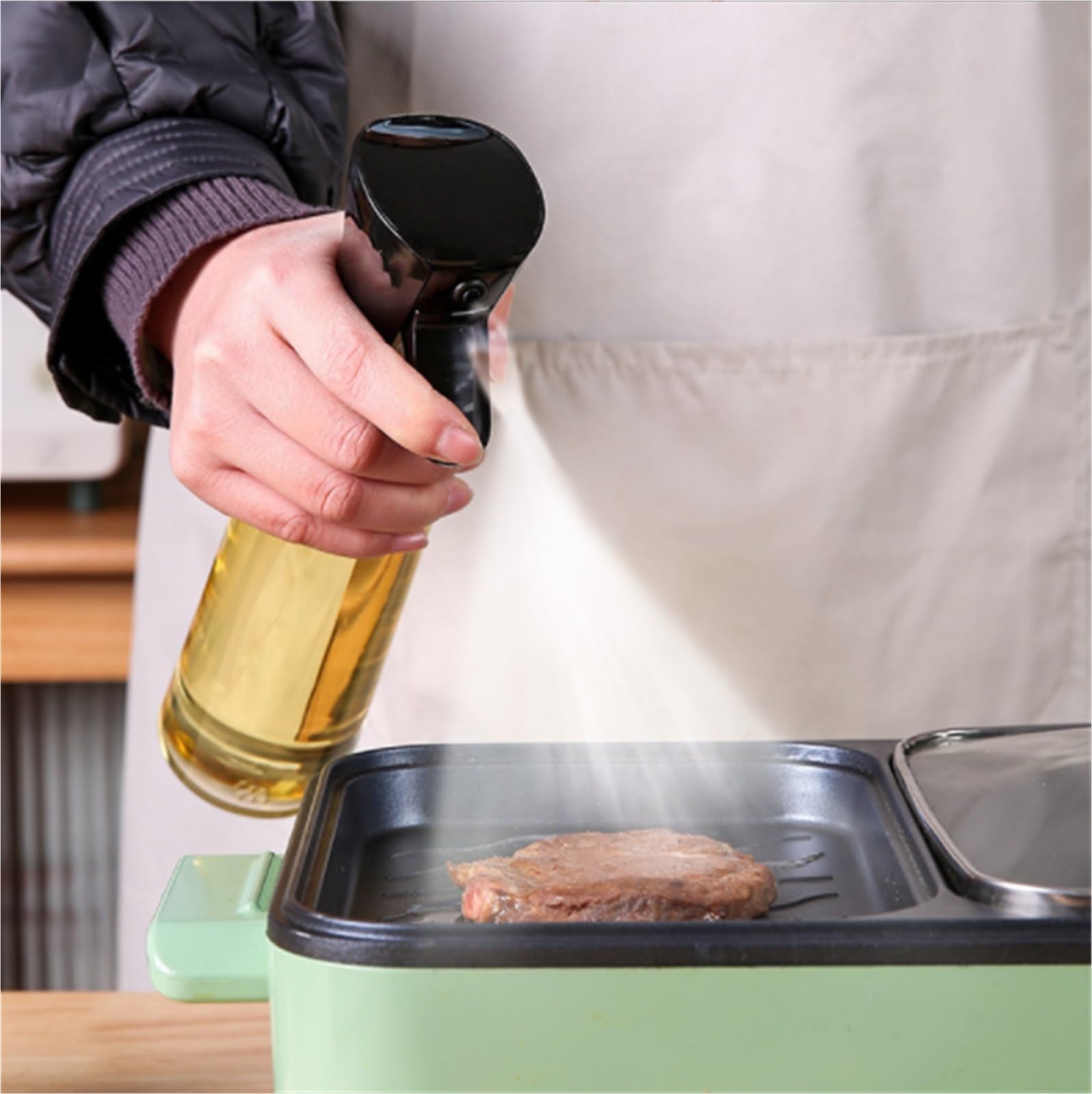 Dispenser Olio d'Oliva e Aceto Spruzzatore For Olio Da Cucina, Erogatore Di Olio D'oliva For Preparare Insalate, Cuocere Al Forno, Friggere, Grigliare Oliera da Tavola(Black,200ml)