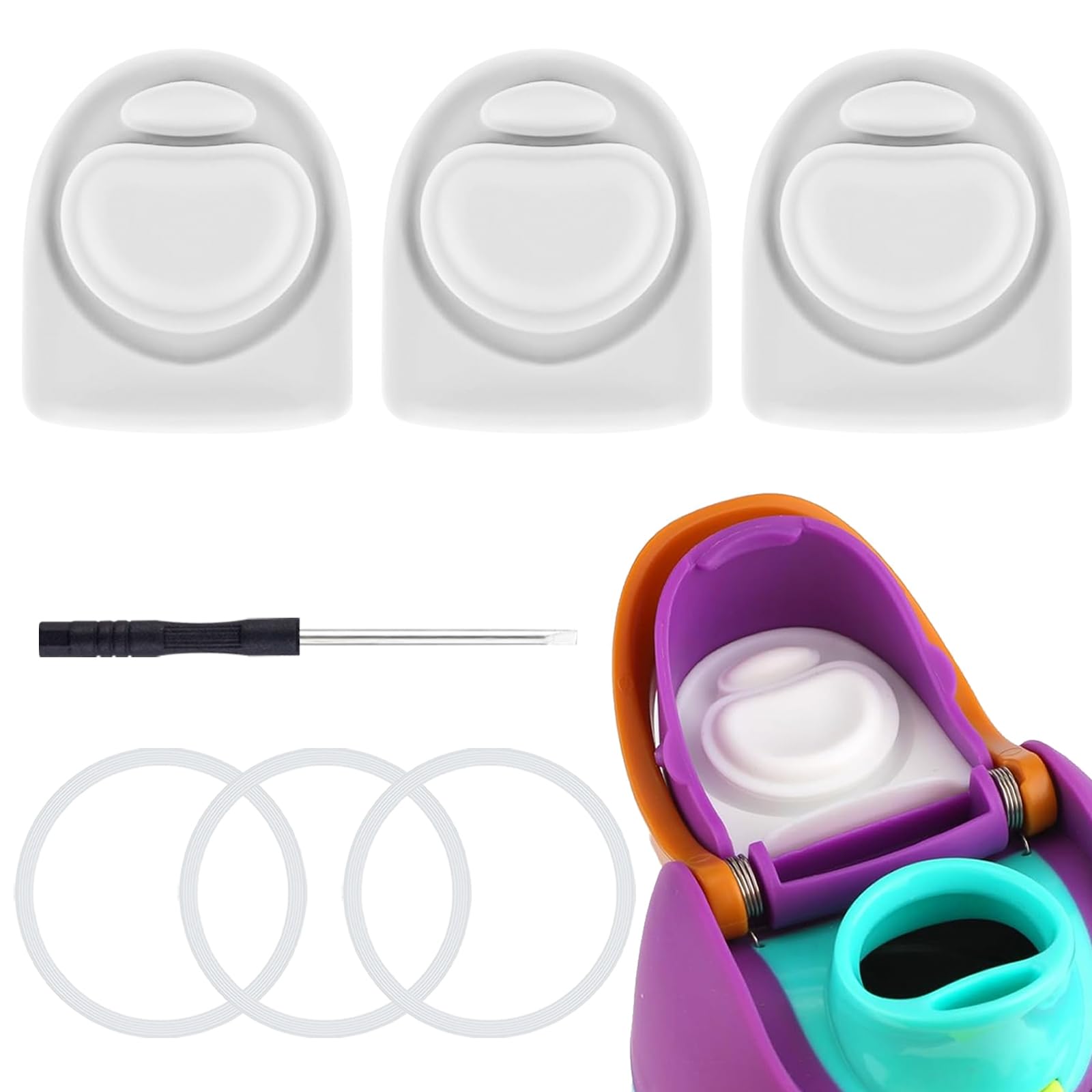 ZUGHXMS 3 Sets Replacement Rubber Stopper and O Ring Gasket Compatible with Owala FreeSip 24oz 32oz,Water Bottle Lid Insert Cap Seal Parts for Owala 16/19/24/25/32/40oz Mouth piece Accessories H3
