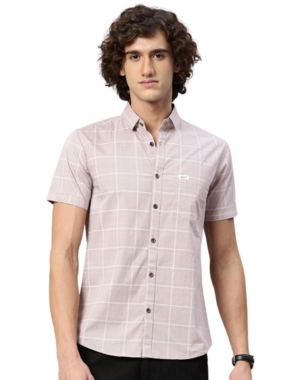 Majestic Man Slim Fit Pure Cotton Half Sleeve Checked Casual Shirt