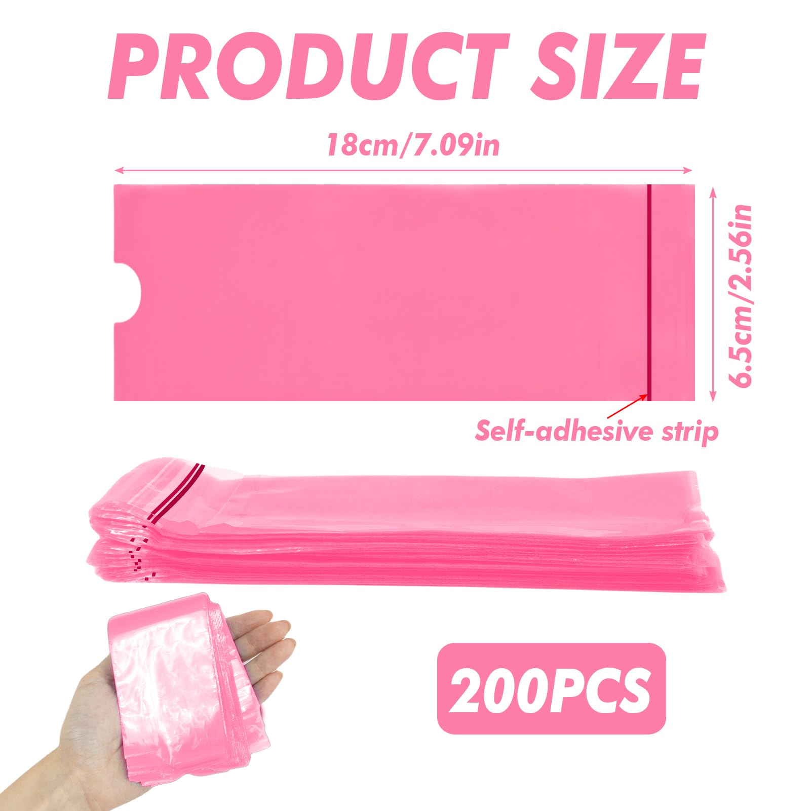 200PCS Disposable Tattoo Pen Bags Large Tattoo Pen Sleeves 18 x 6,5 cm Plastic Tattoo Machine Covers for Cartridge Machine Accessories Supplies for Artists (Pink) - Image 2