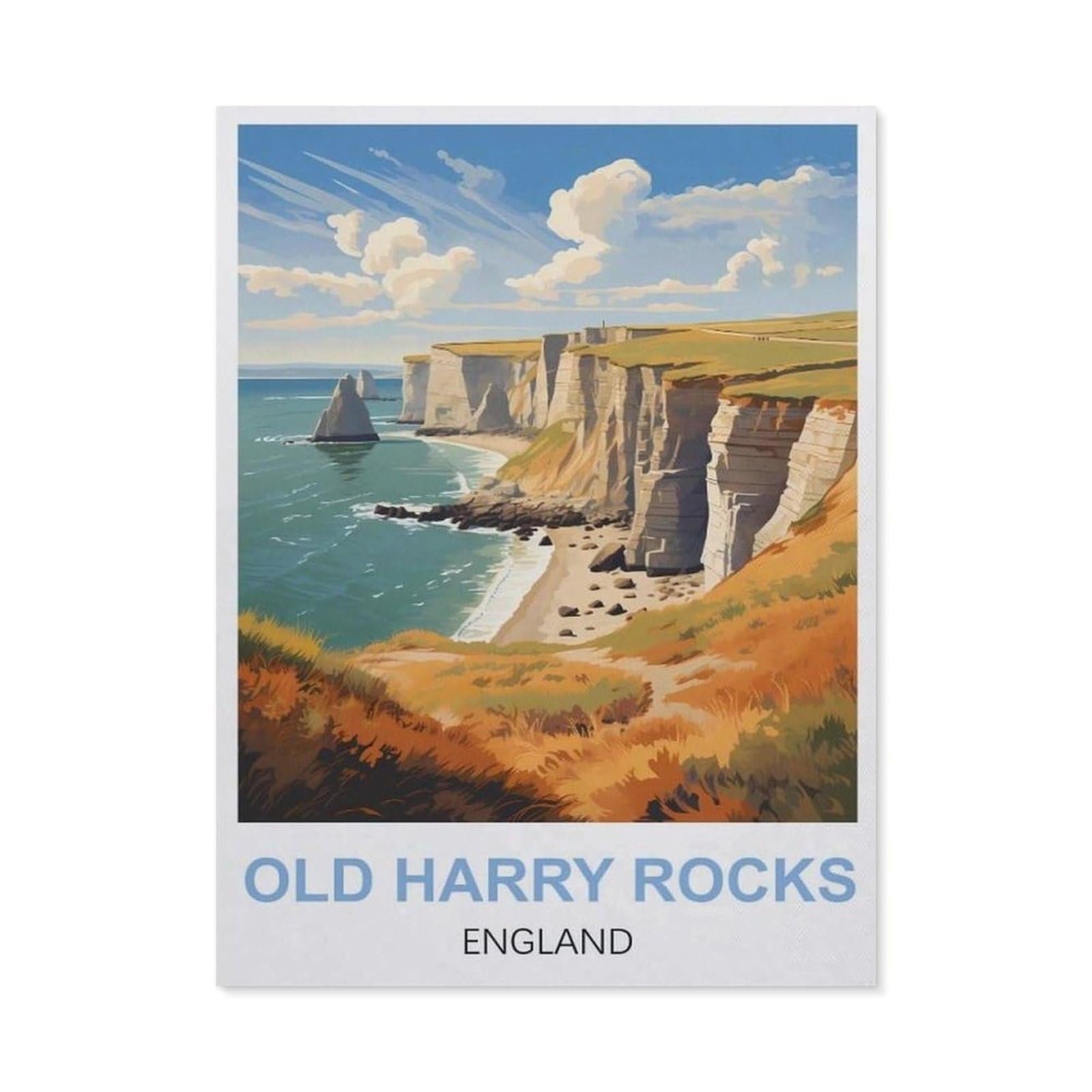 Funny Metal Tin Signs，Old Harry Rocks England(20x30cm）