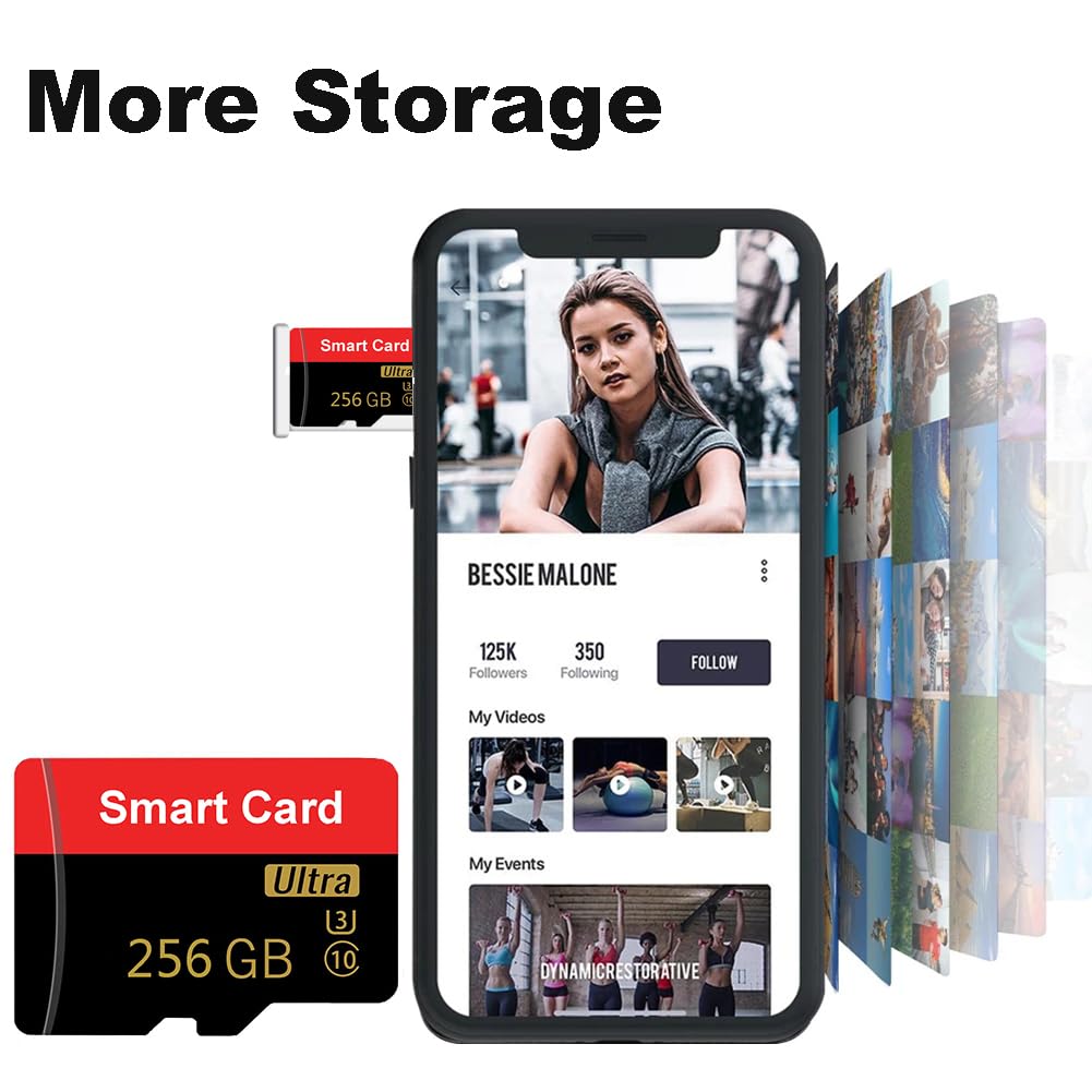 Scheda di memoria da 256 GB Mini TF Card ad alta velocità Smart Card per telefoni Android, Action Camera, Tablet