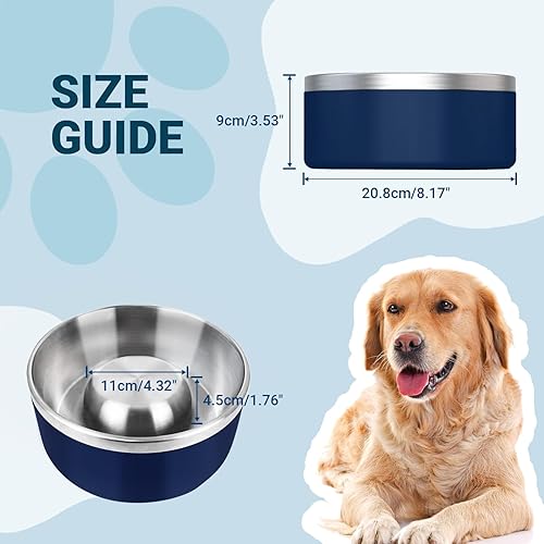 Miniatura 4 de IKITCHEN Cuencos de alimentación lenta para perros, tazón grande de acero inoxidable de 64 onzas, alimentación lenta y evita que se asfixie, tazón