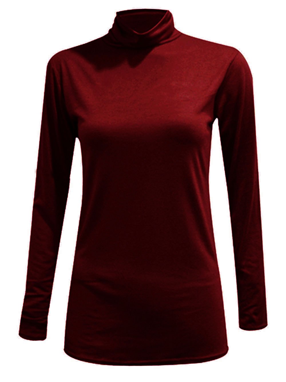 ER Direct Women Long Sleeve Plain Turtle Polo Neck Ladies Stretch Plus Size Top T Shirt (UK XXXL, Wine)