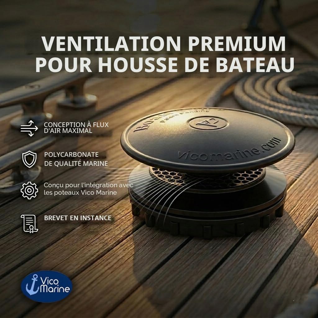 Vico Marine - Évent de Bateau 3 – Noir – 12,1 cm (l) x 12,1 cm (P) x 5,1 cm – Installation Rapide et Facile