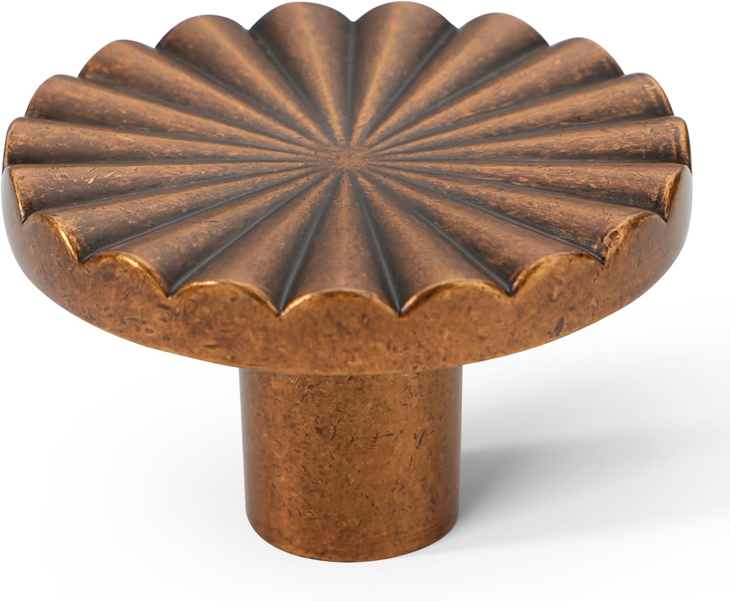 Chibery 10 Pack Antique Brass Cabinet Knobs, 1-15/32 Inch (37.2mm) Drawer Pulls, Solid Round Single Hole Handles, Sunflower Vintage Door Knobs for Kitchen Cupboard, Chest of Drawers, Zinc Alloy