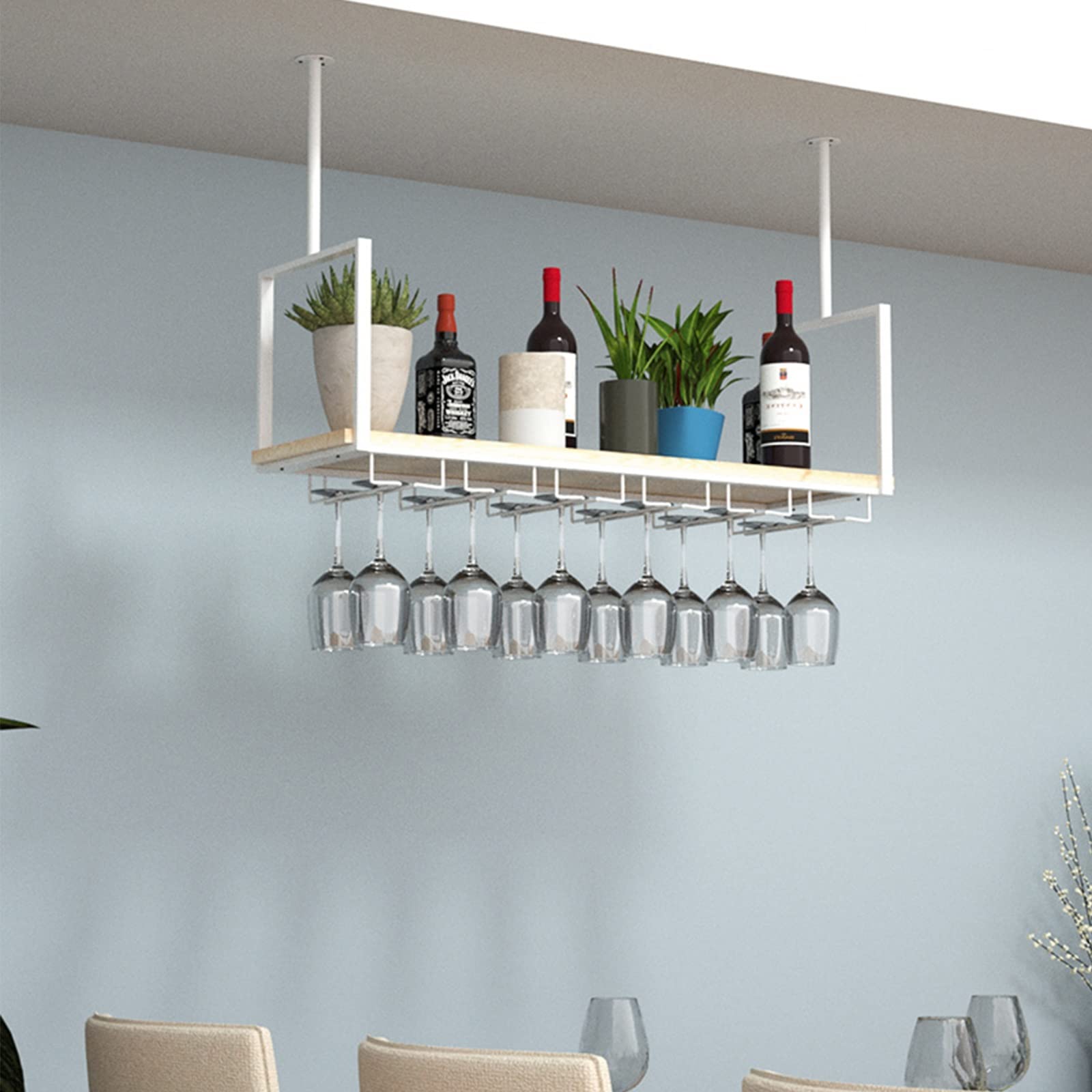 Étagère suspendue 100cm anti-chute pour bouteilles avec motif clôture noir