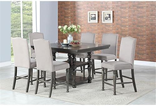 Miniatura 3 de Steve Silver Caswell Distressed Harbor - Juego de comedor (7 piezas), color gris