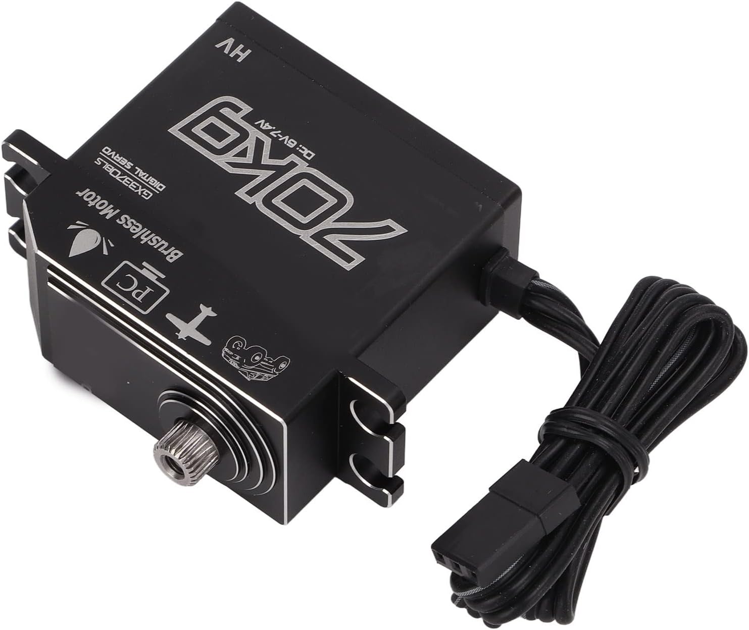 70KG Digital Servo, High Accuracy Full Steering RC Servo, Full Aluminum Case and Stainless Steel Gear Servo for SCX10 1/8 1/10 RC Car IP67 Steering Servo