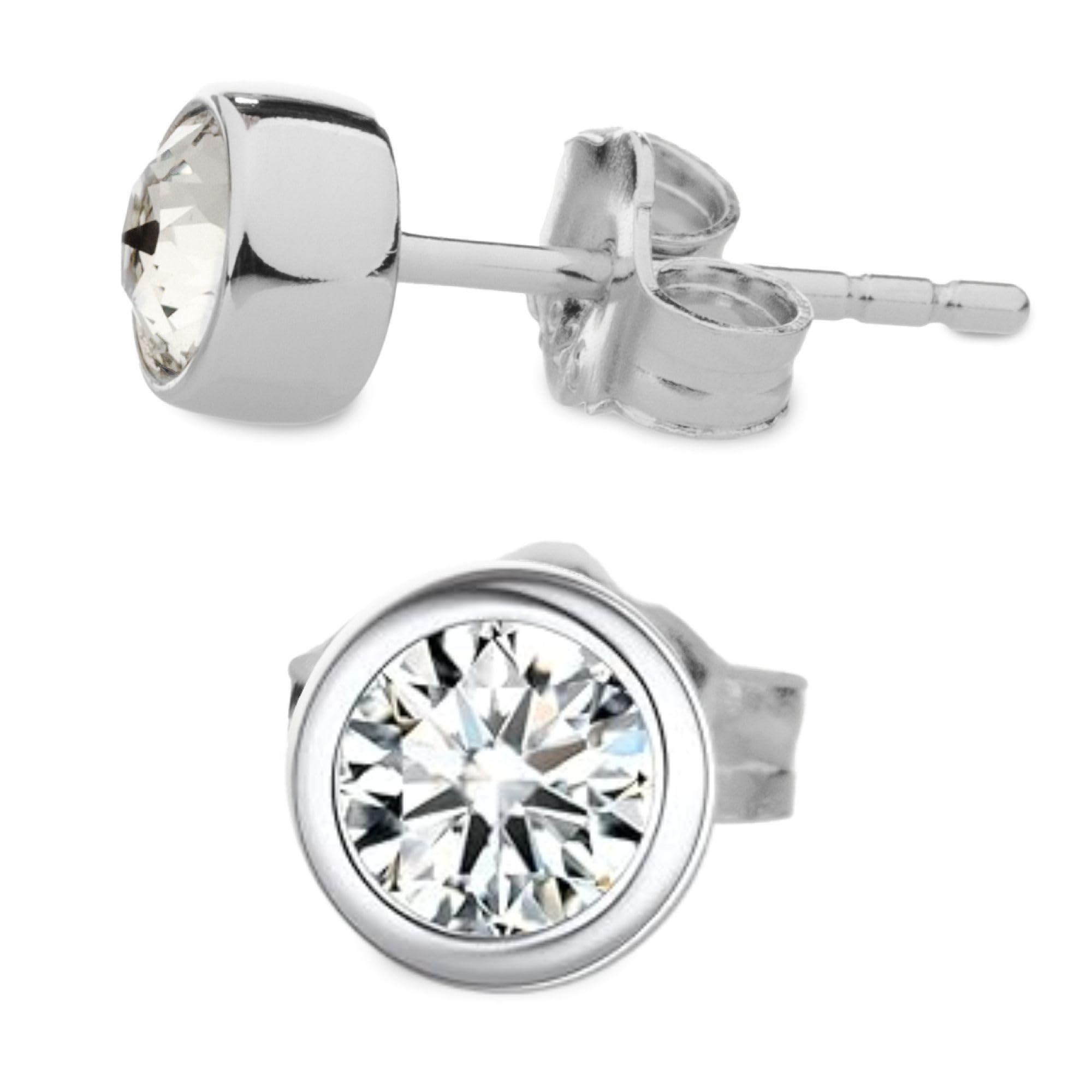 QUADRI Pendientes Mujer Plata de ley 925 Circonitas - Forma de solitario - Pendientes Plata Mujer Made in Italy - Idea para regalo - Caja de regalo incluida