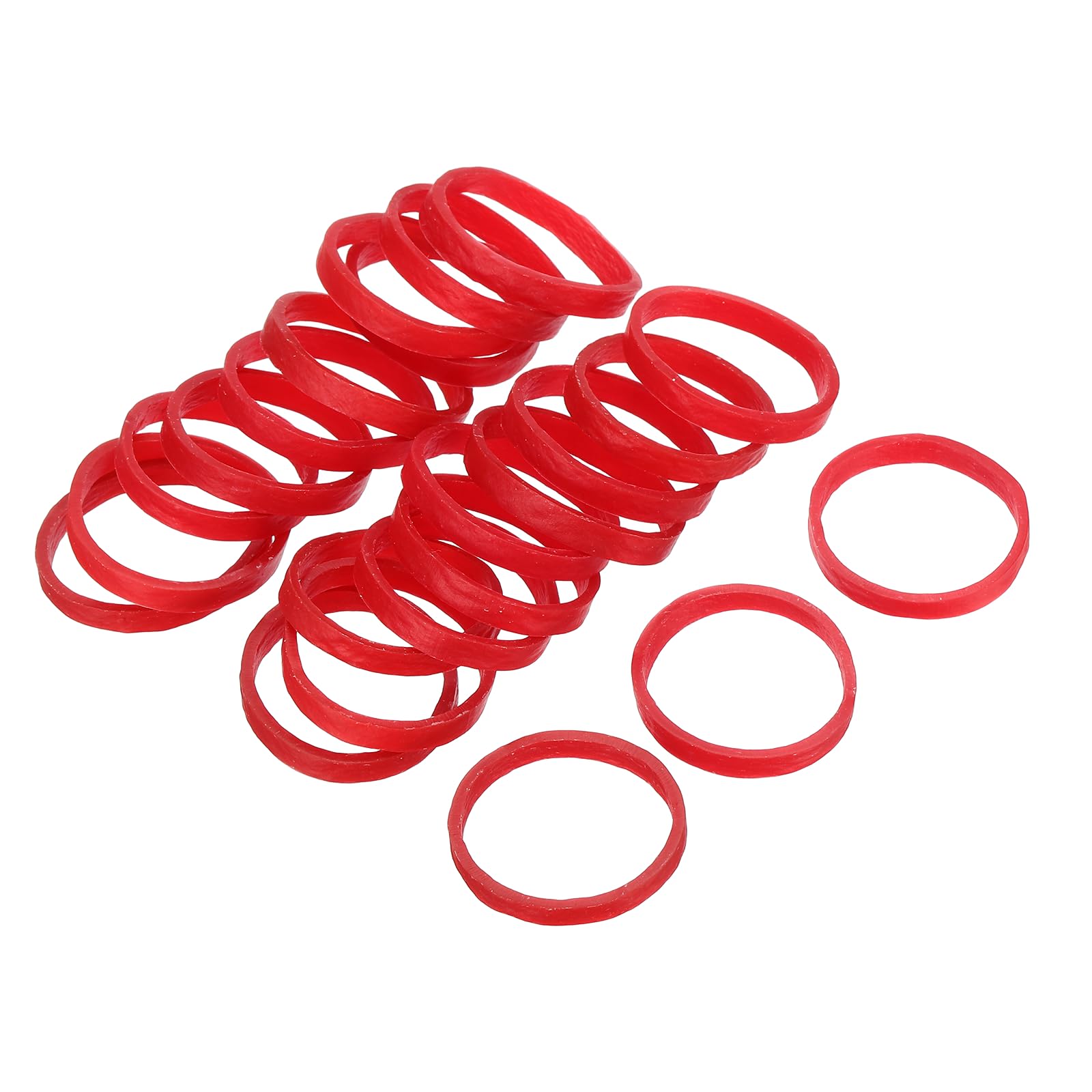 sourcing map 100 Pack Rubber Band Stretchable Rubber Elastic Band Red 25mm x 4mm Hair Rubber Bands for Home Office Hair Dressing Making-up Package