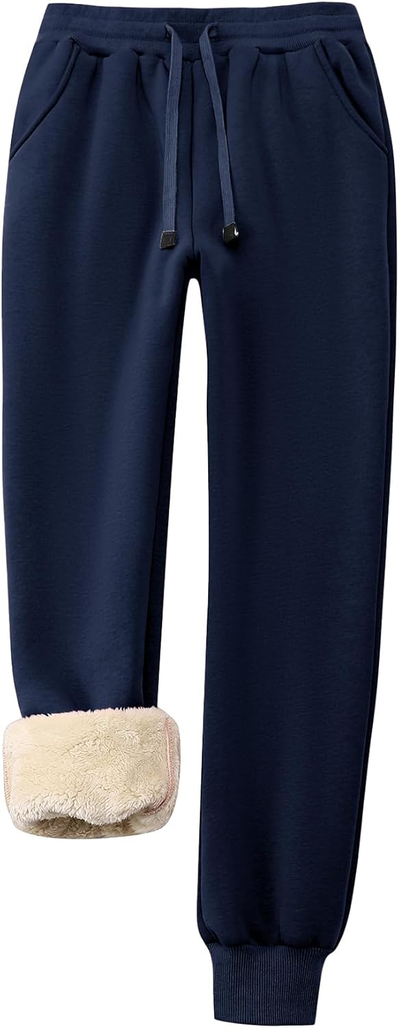 Flygo Womens Warm Fleece Pants Sherpa Lined Sweatpants Active Running Joggers Pants