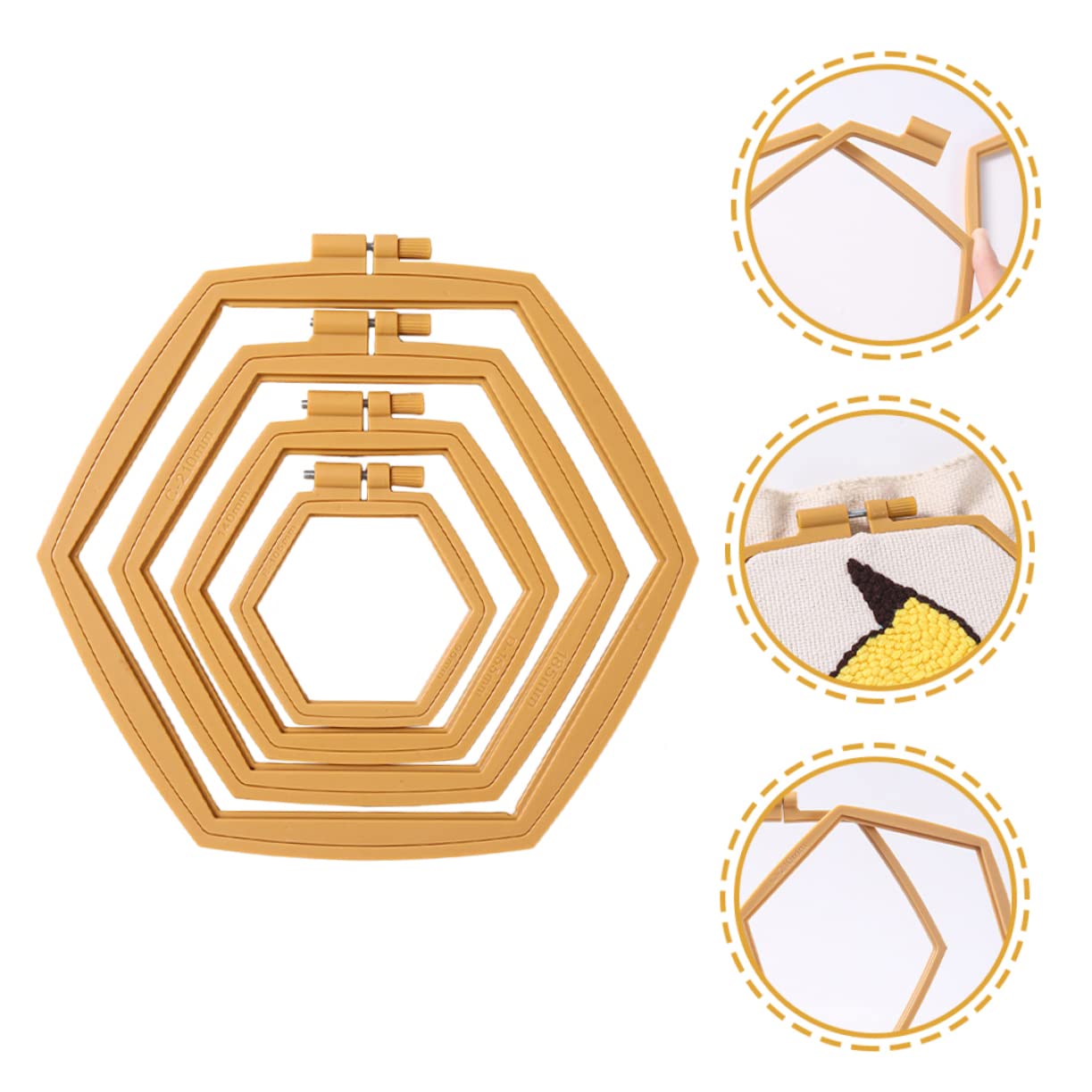 SHINEOFI Aros para Bordar Ajustables Abs Caqui, 4 Piezas para Punto de Cruz