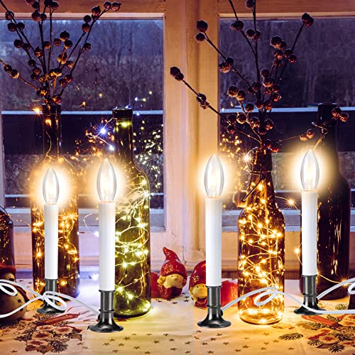 Hortsun HORTSUN-WA-534 8 Pieces Electric Window Candle With Pewter Plated Base Window Candle Light Sensor Turns thumb #6