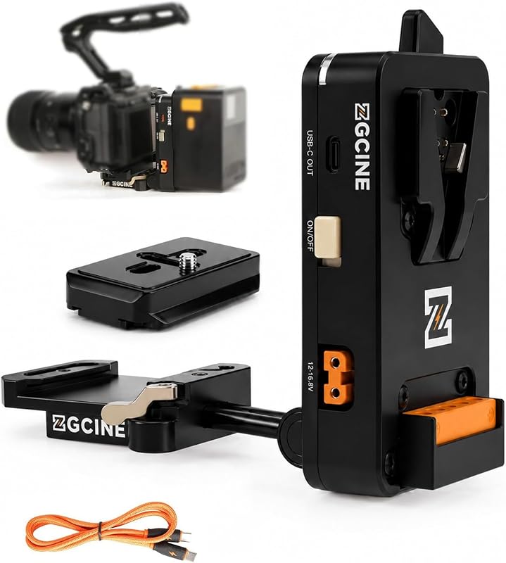 ZGCINE V Mount Plate VM-VP4, Arca-Swiss Quick Release, USB-C & Three D-Tap | Vmount for Canon Sony Nikon Panasonic LUMIX Mirrorless DSLR Camera, Compatible for ZGCINE K&F NEEWER SmallRig V-Mount Battery