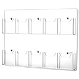 Eersida 10 Pockets Acrylic Brochure Pamphlet Holder Brochure Display Stand Business Tri Fold Multi Slot Holder Rack Wall Mount Clear Pocket Space Saver for Flyer Literature Menu Advertise
