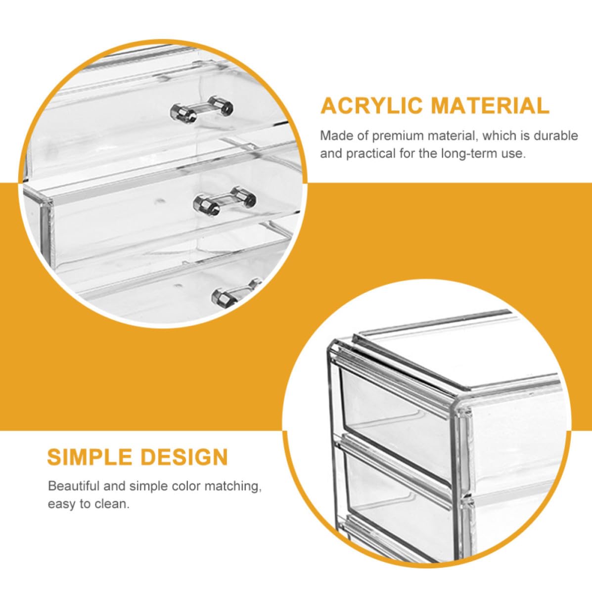 Caja de Almacenamiento de Maquillaje Transparente Organizador de Escritorio de Acrílico para Cosméticos Joyas y Accesorios de Belleza Diseño Apilable para Tocador Moderno