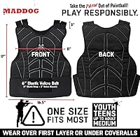 Vista 2 de Maddog Sports Padded Chest Protector - Lightweight Paintball Airsoft Impact Protection Vest Front/Back Padding with Adjustable Waist Straps - One