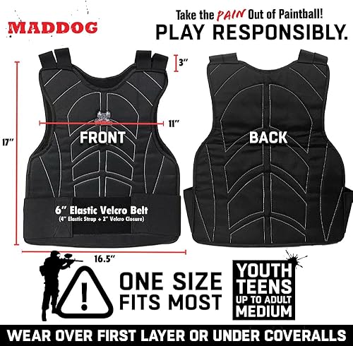 Miniatura 2 de Maddog Sports Padded Chest Protector - Lightweight Paintball Airsoft Impact Protection Vest  FrontBack Padding with Adjustable Waist Straps - One