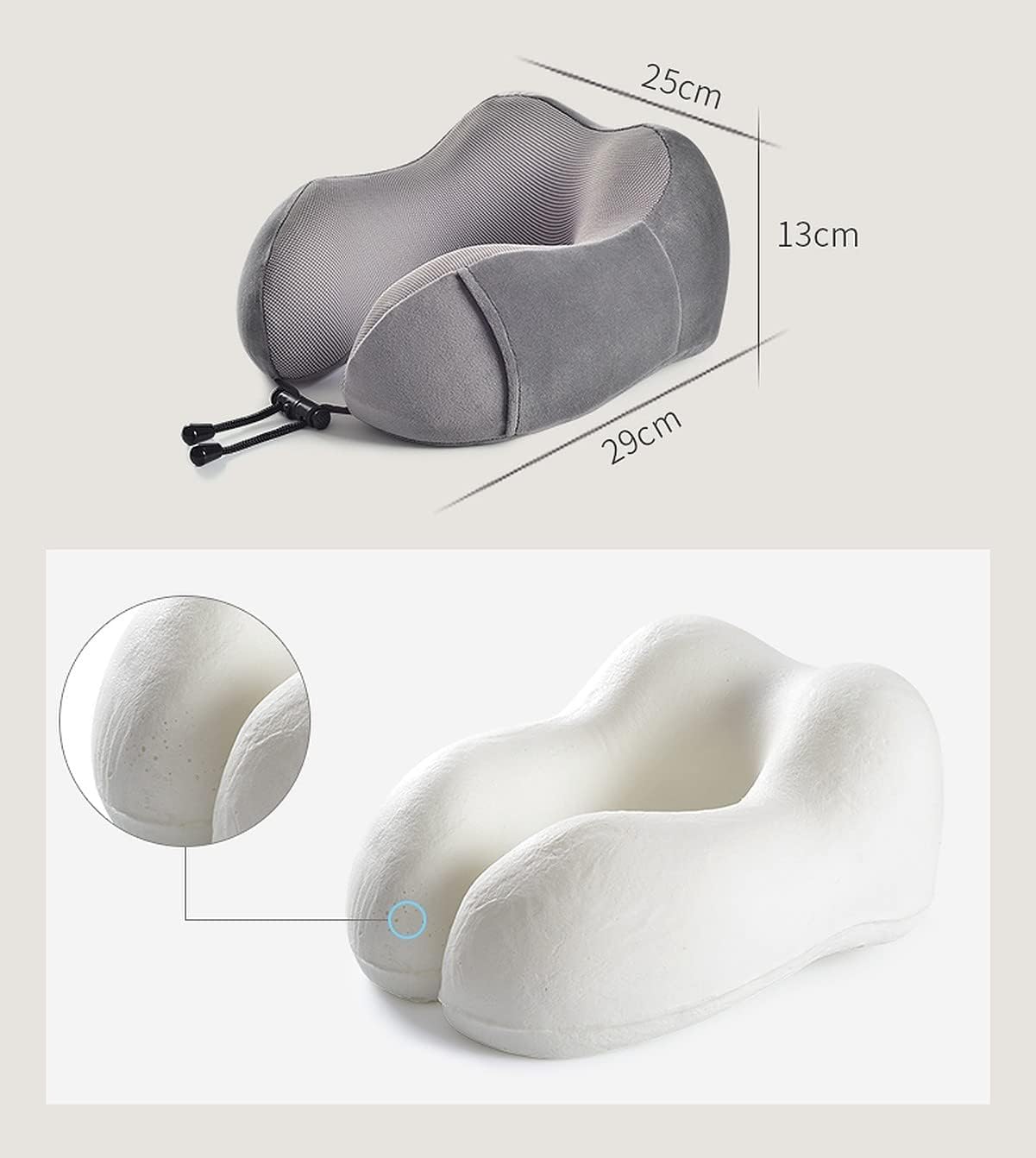 Nackenkissen Auto Nackenkissen Reise Memory Foam Reise-Nackenkissen Reisekissen Kissen Unterstützung Für Flugzeug Schlafen Travel Essentials(Grey)