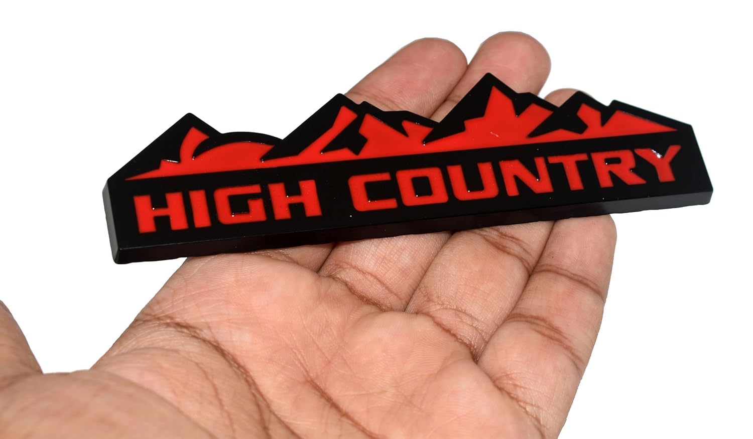 3D Metal Logo High Country for Any car (Black-Red Colour)
