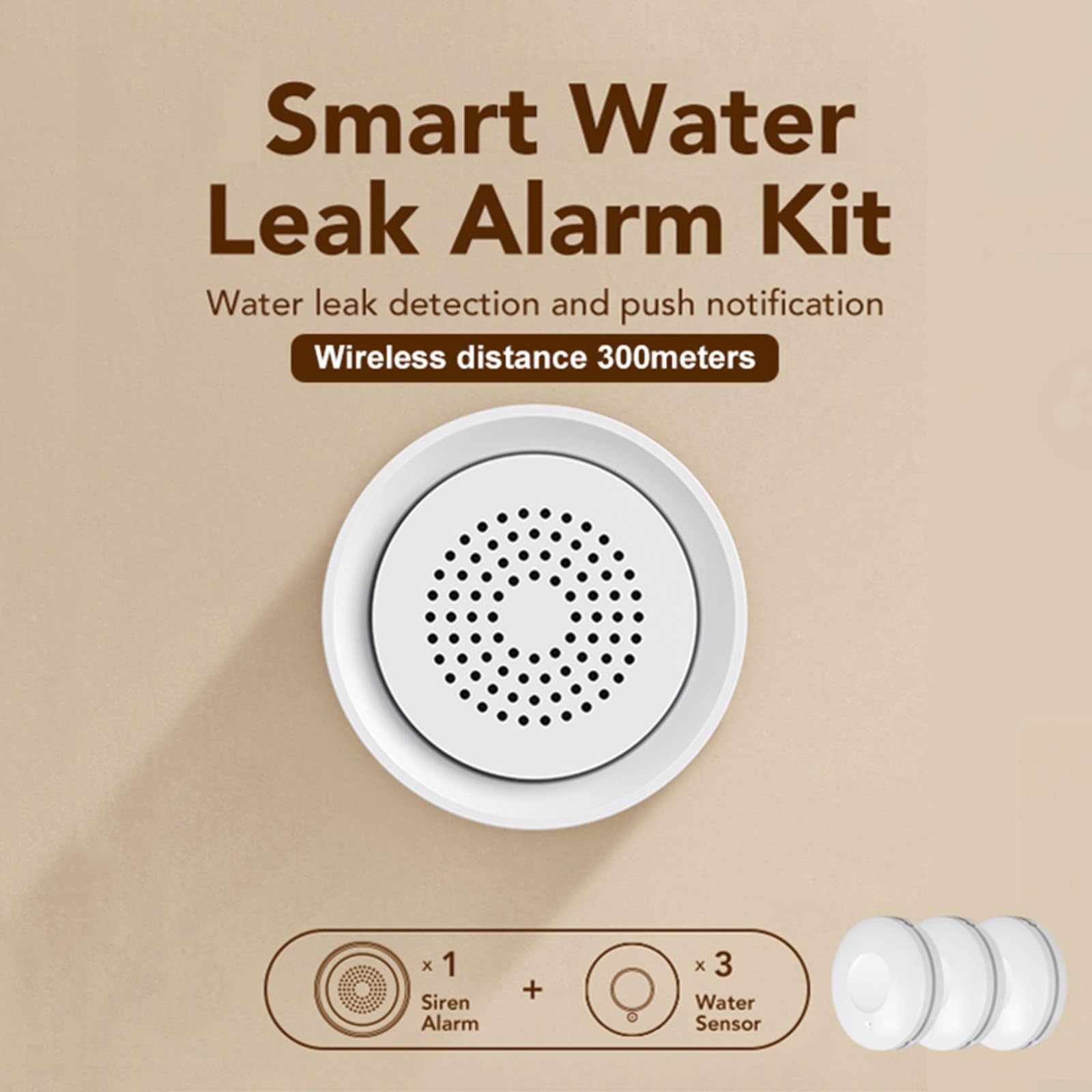 Kit d'alarme de fuite d'eau WiFi pour Tuya pour application intelligente, détection en temps réel avec 3 capteurs