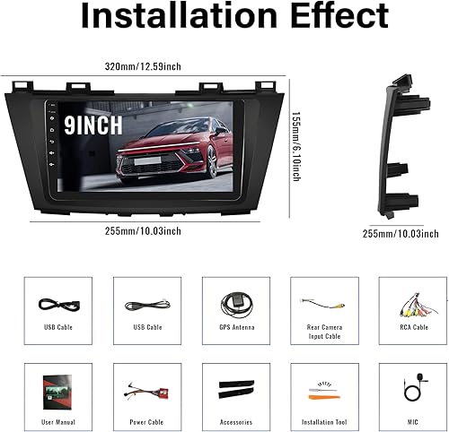 Miniatura 7 de 2+32GB Android 11 Car Stereo para Mazda 5 2010-2015,9 pulgadas Pantalla táctil Radio de coche Android Unidad principal con Mirror Link GPS WiFi
