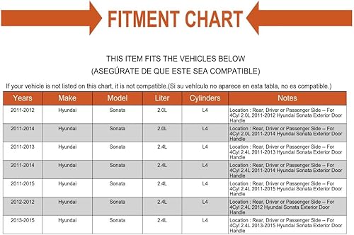 Miniatura 6 de Manija de puerta exterior para conductor izquierdo o pasajero derecho 2011-2015