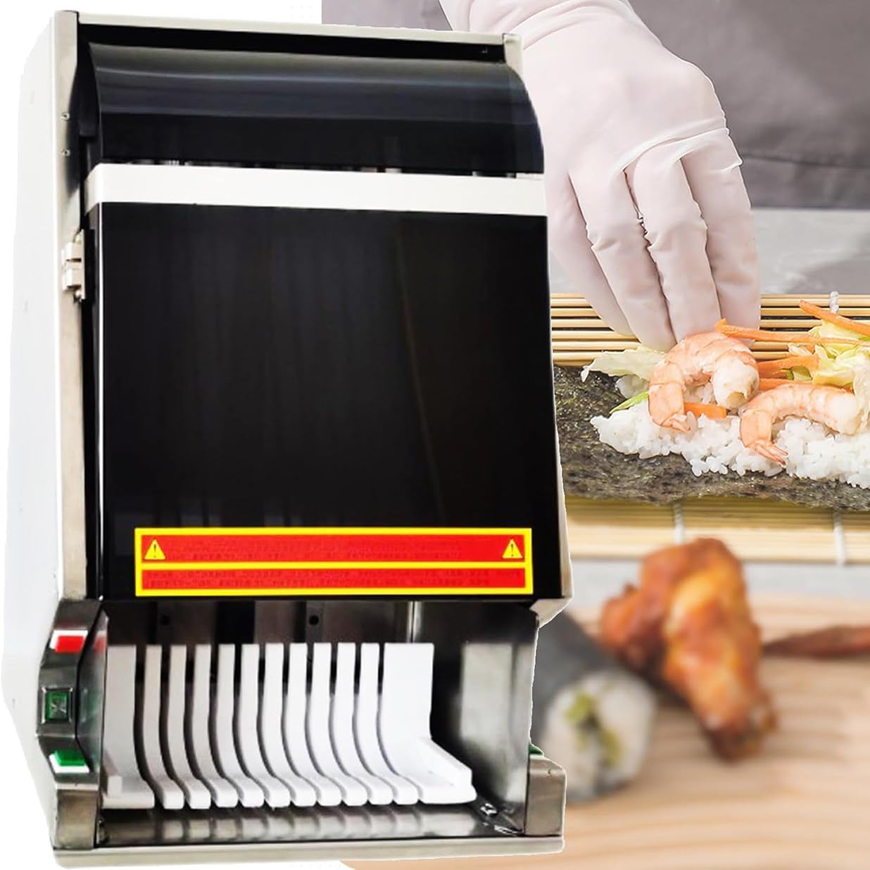 Elektrischer Sushi-Rollschneider, Edelstahlschneider mit abnehmbarer Klinge, hohe Effizienz für Zuhause und Restaurant, 12 Scheiben
