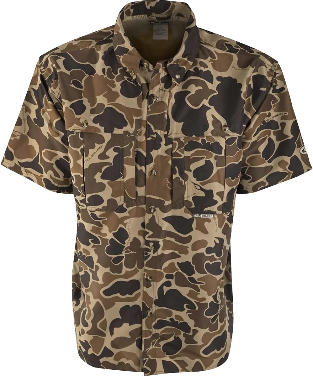 Drake Waterfowl S/S Camo Wingshooter's Shirt (Old School) Old School XLarge
