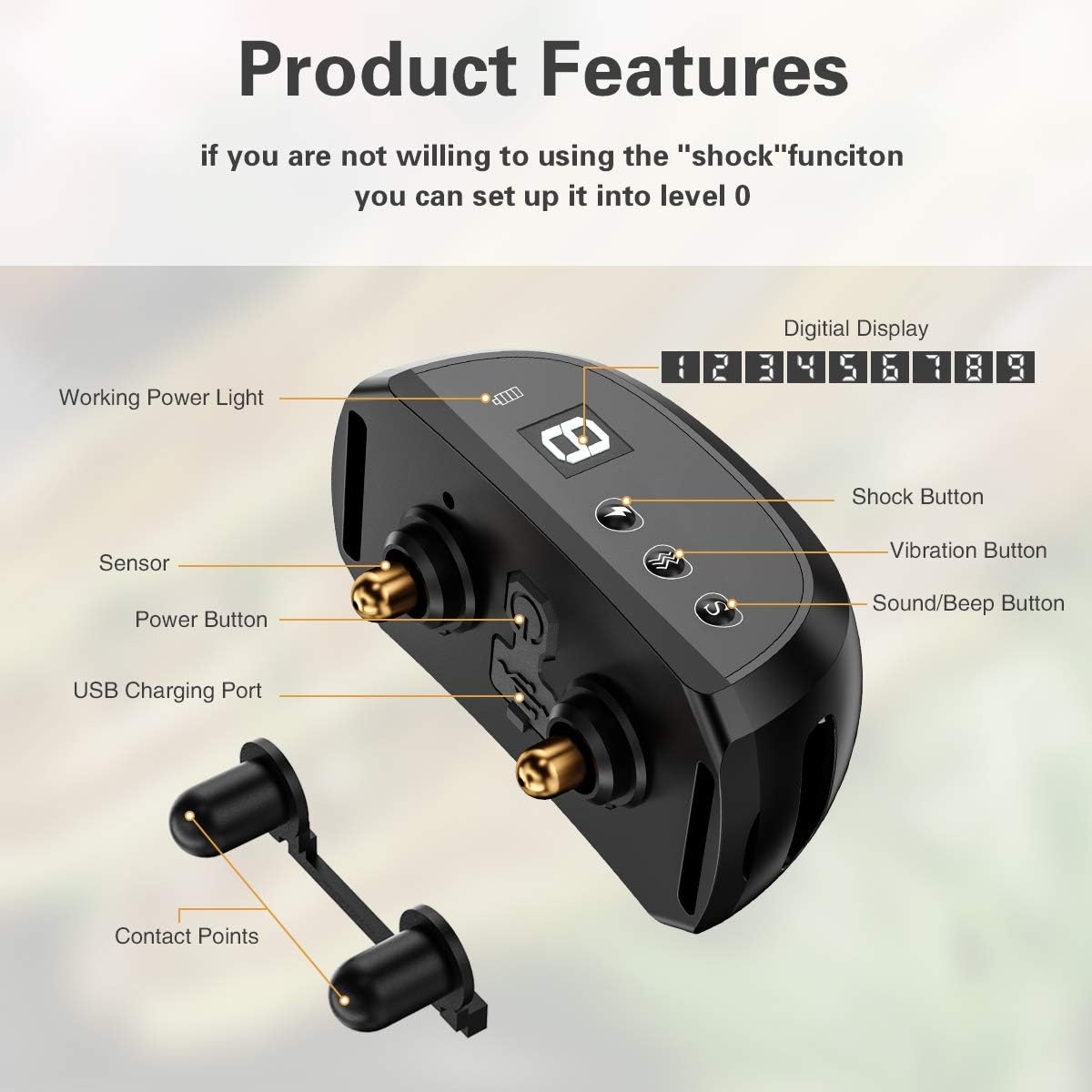 CLEEB-BOUG Dog Bark Collar, No Bark Training Rechargeable Anti Barking Collar with 9 Adjustable Sensitivity and Intensity Beep Shock Vibration for Small Medium Large Dogs (Black)