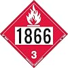 Labelmaster ZEZ21866 UN 1866 Flammable Liquid Hazmat Placard, E-Z Removable Vinyl Pack of 25