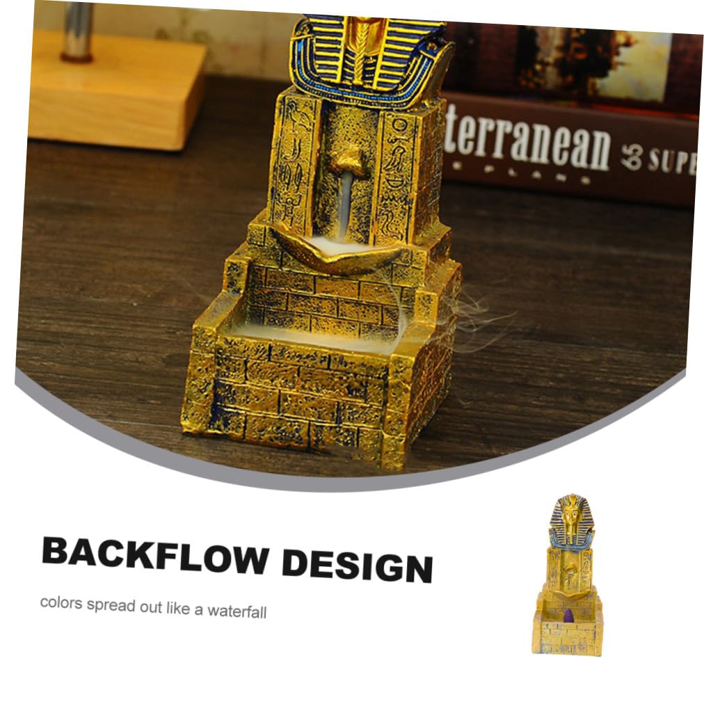 Ägyptisches Aromatherapie Funktion Goldfarben Räuchergefäß aus Kunstharz Rückfluss mit Filigranem Detaildesign für Meditationszimmer und Arbeitszimmer