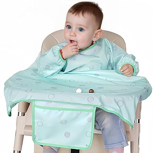 Miniatura 9 de Coverall Baby Feeding Bib for Eating,Long Sleeves Bib Attaches to Highchair and Table,Weaning Bibs