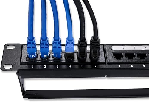 Miniatura 4 de QSFPTEK Panel de conexión de 24 puertos, alimentación UTP Cat6, Panel de conexión de red IDC dual de 19 pulgadas, panel de conexión Ethernet