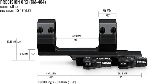 Miniatura 6 de Vortex Optics Precision - Soporte para riflescopio de 1.181 in en voladizo extendido de liberación rápida, desplazamiento de 2 pulgadas