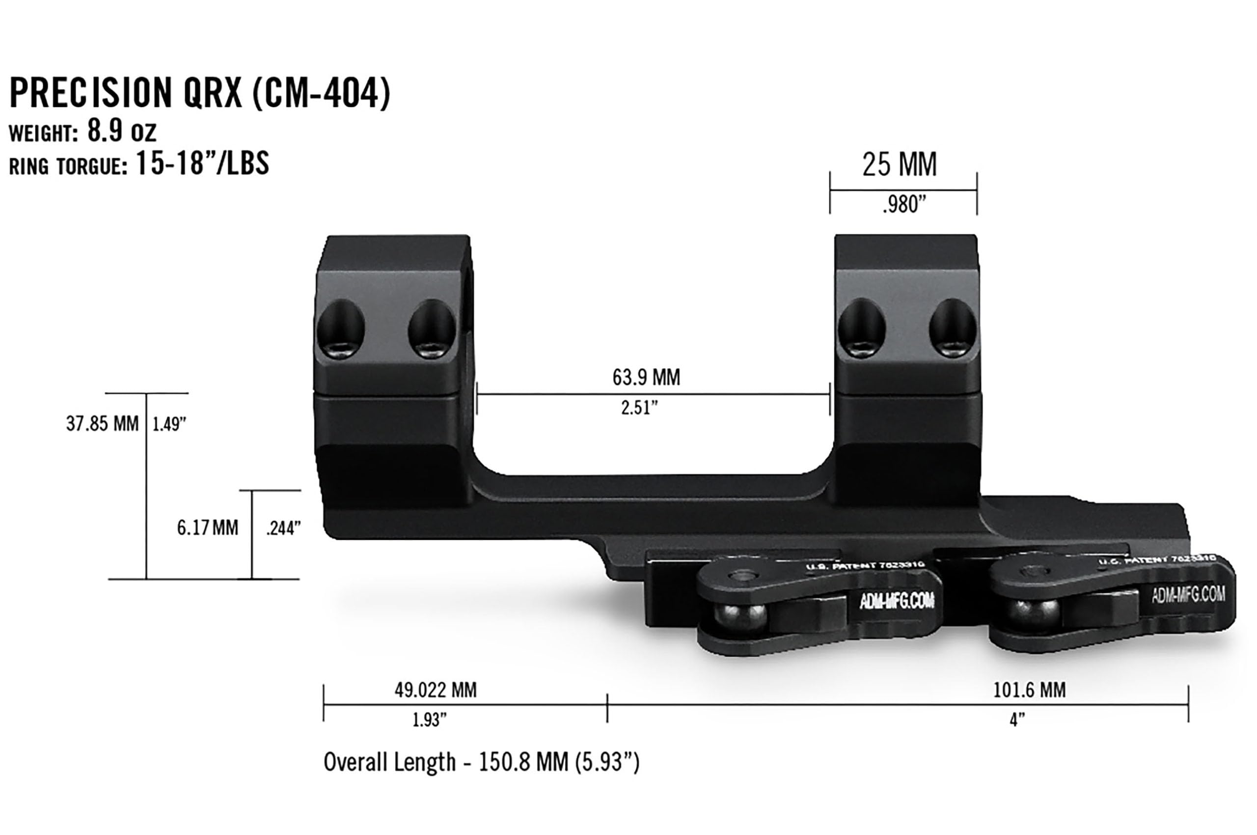 Vortex Optics Precision QR Extended Cantilever 30mm Mount - 2-Inch