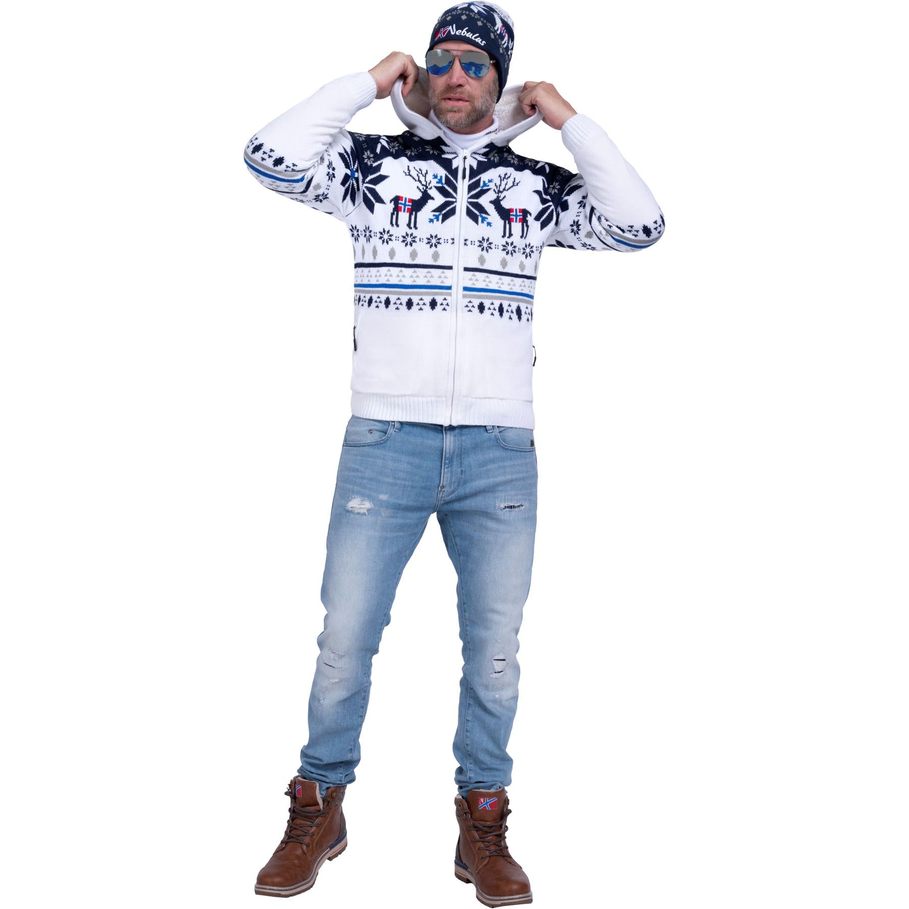 Nebulus Herren Jacke NORON, mit Kapuze, schicker Pullover im Norweger-Style