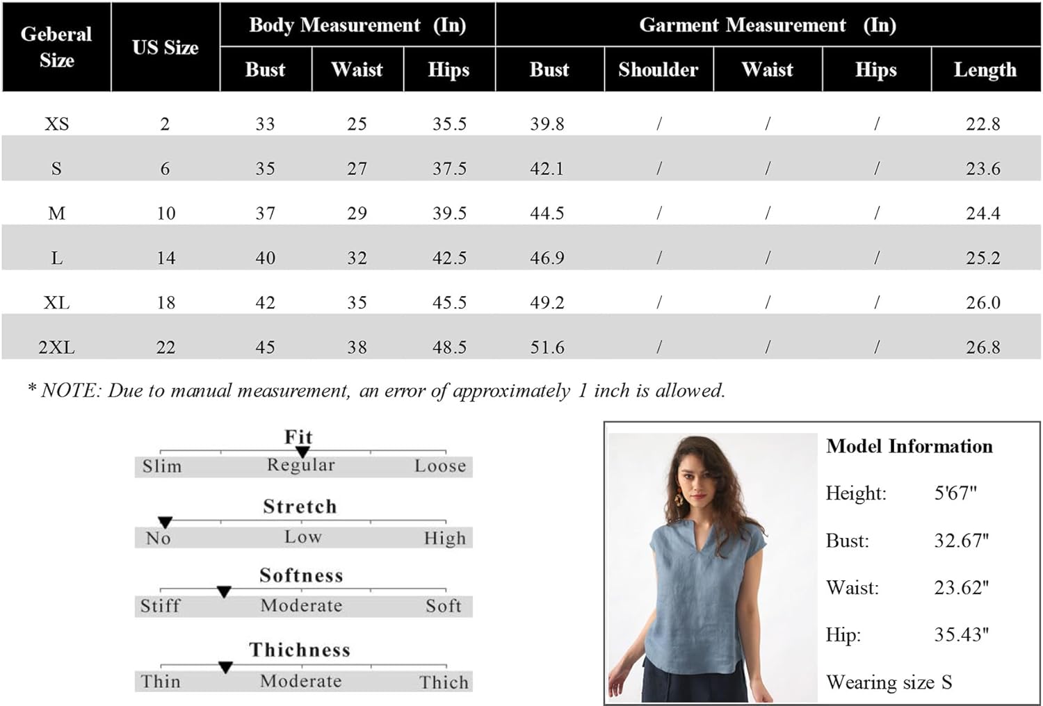 Amazhiyu Women's 100% Linen V Neck Cap Sleeve Blouse Basic Casual Summer Top - Image 6