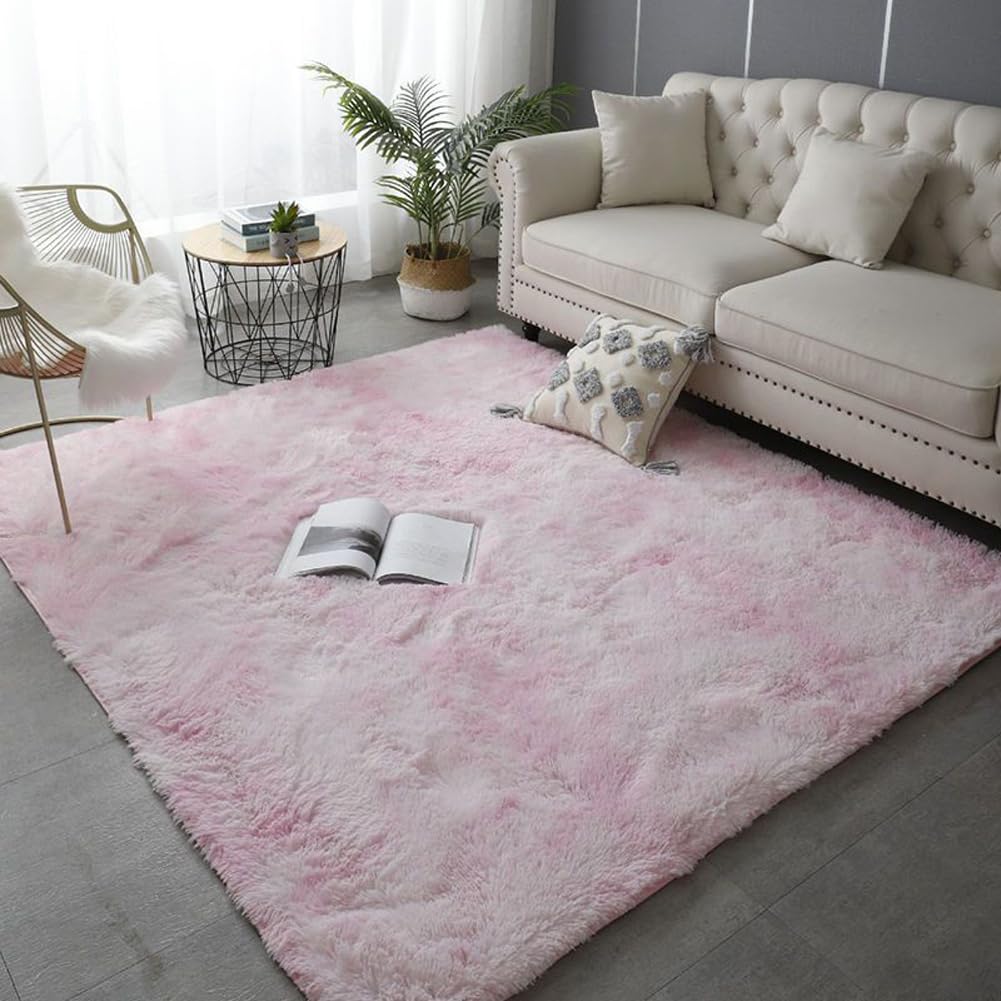 Tapis antidérapant en laine pour salon et chambre à coucher - Doux et moderne - Ne perd pas ses poils - Tufté à la main - Rose - 200 x 300 cm