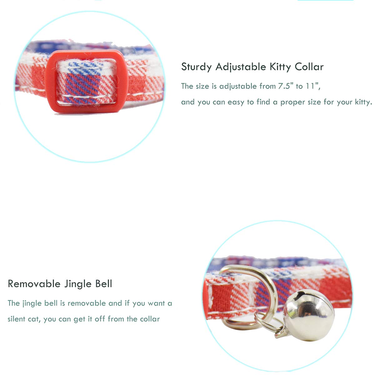 KOOLTAIL Breakaway Katzenhalsband – 3er Set Mit Fliege & Glöckchen, Verstellbar & Sicher