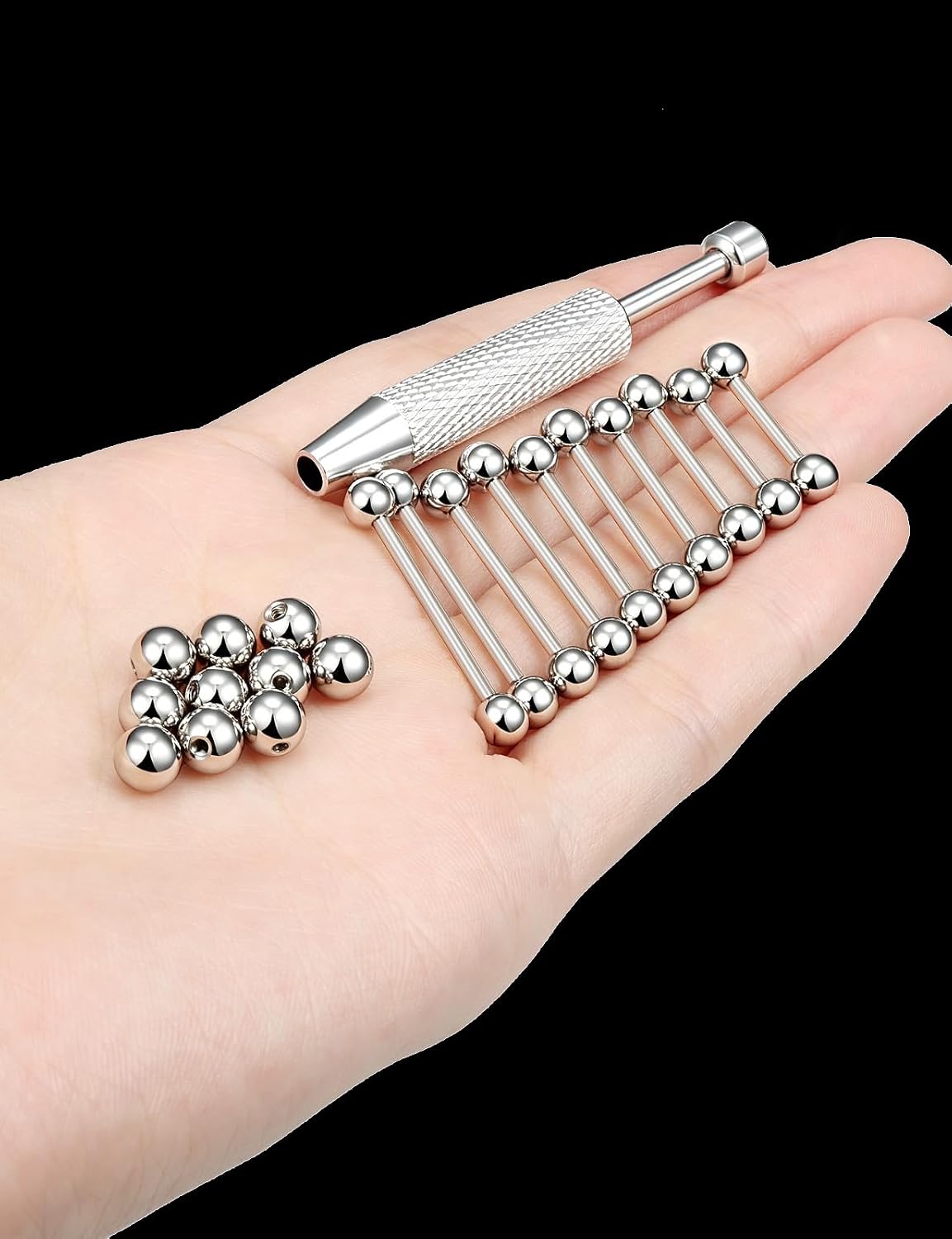 Prjndjw 14G Surgical Stainless Steel Tongue Rings Set 12/14/16/18/22mm 5mm Round Ball Tongue Barbells Nipple Rings with Removal Tool for Women Men 21 Pieces